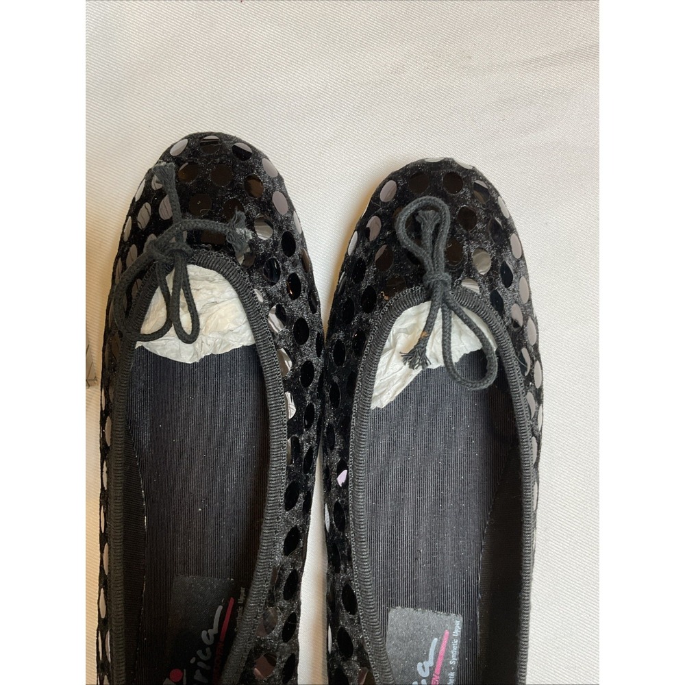 Hirica Zoe Black Dot Ballet Flat Made In France Vtg Coquette Cottage Sz 10 Mod - Picture 8 of 8